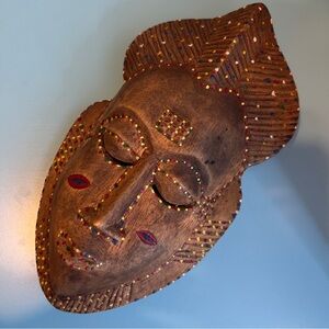 Handcrafted Brown Tribal Mask Wall Art